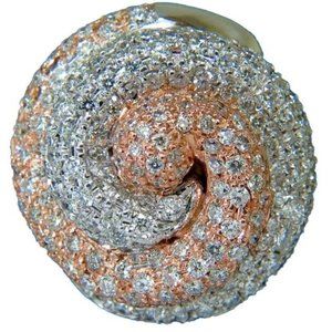 4.00 Carat Huge Dome 18 Karat 3D Swirl Diamonds Ring G/VS Cocktail Prime